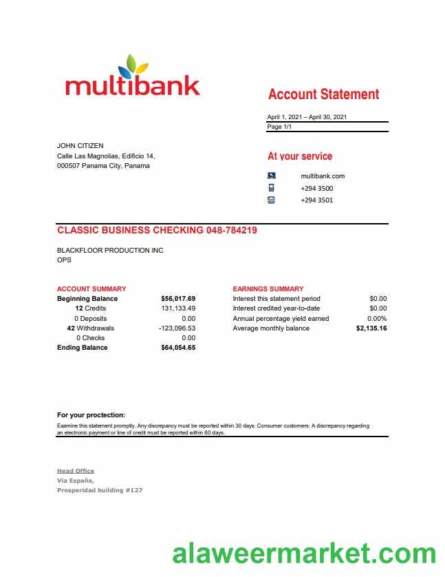 Panama Multibank excel pdf